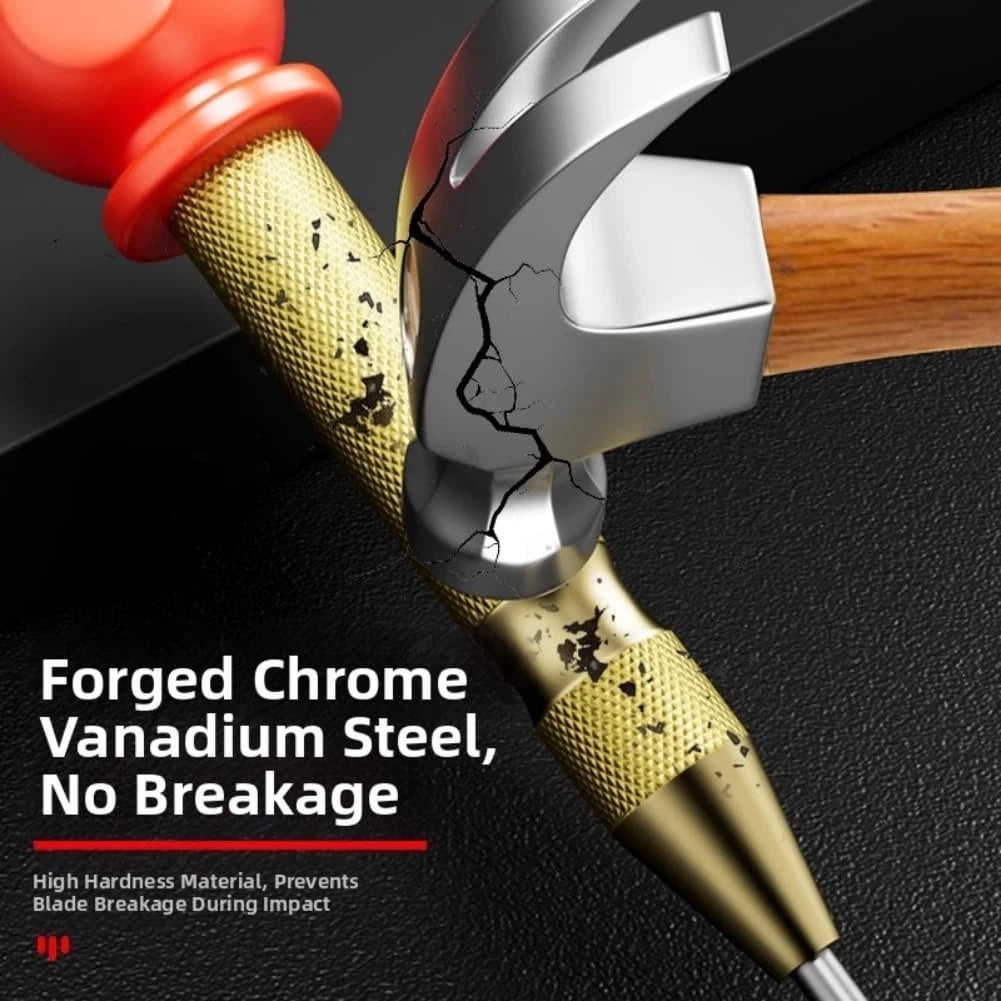 One Handed Automatic Center Punch Tool for Metal Wood Plastic Applications