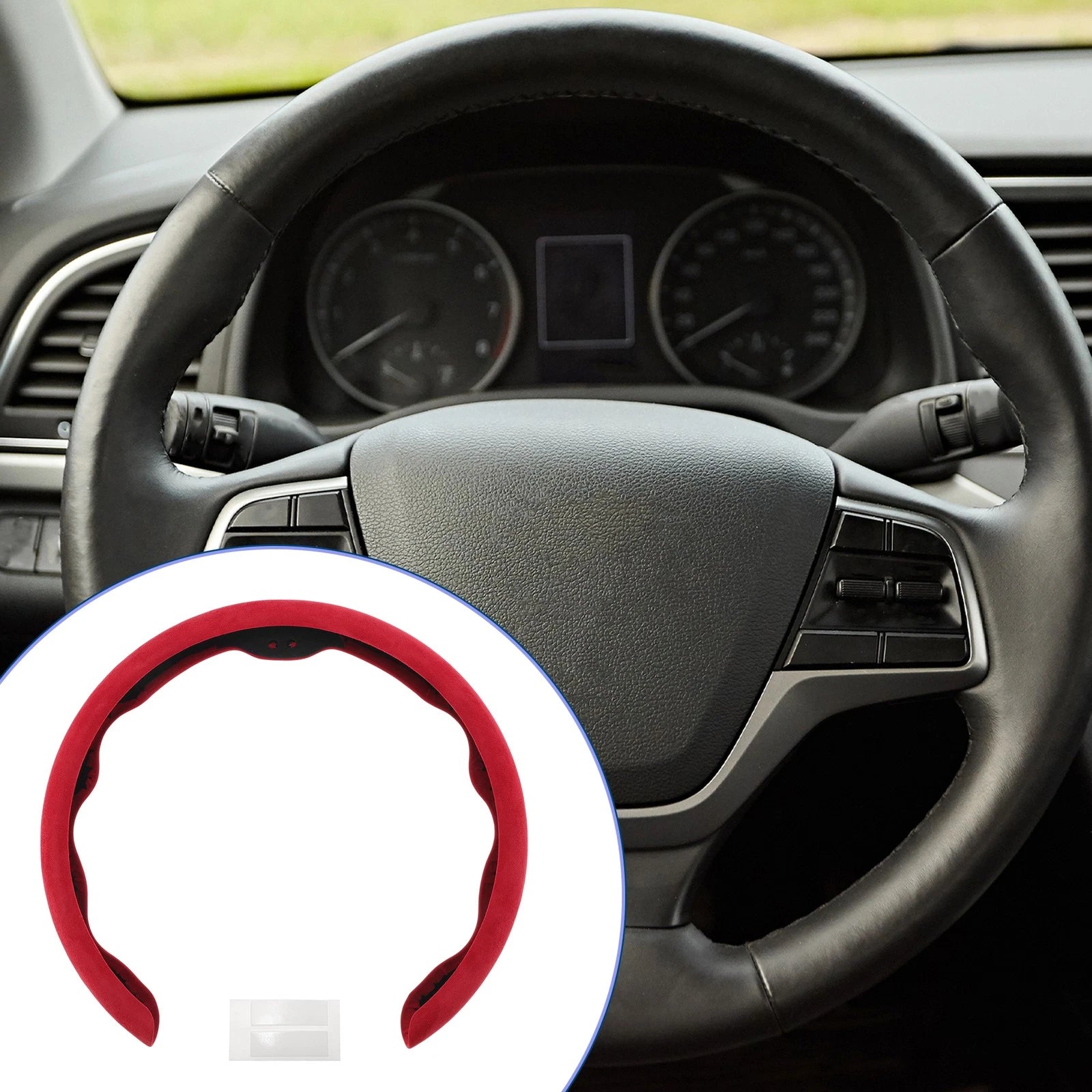 Steering Wheel Cover for Universal Fit (14.96", Red)