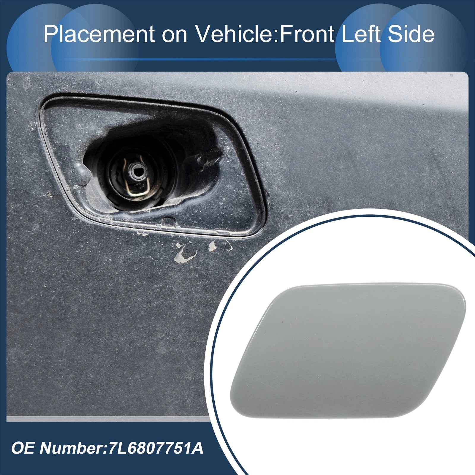 Washer Nozzle Cover Cap Front Left for Volkswagen Touareg 7L (2002–2006)