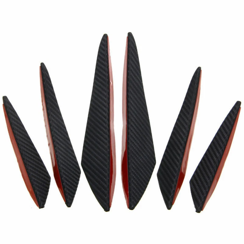 6Pcs Bumper Lip Splitter Canards for Universal Fit (PVC, Carbon Fiber)