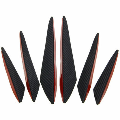 6Pcs Bumper Lip Splitter Canards for Universal Fit (PVC, Carbon Fiber)