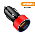 Dual USB Fast Charger Cigarette Lighter Socket with LED Display QC3.0 for Red Car
