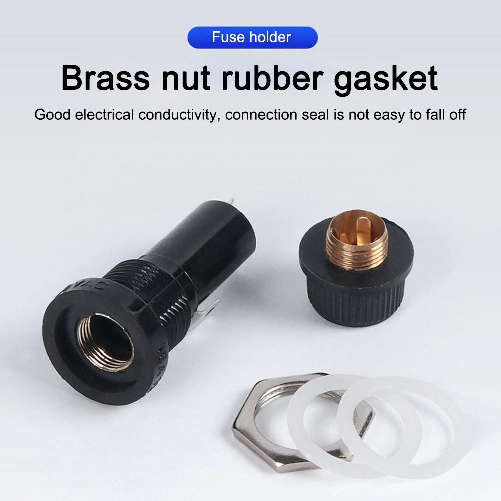 Panel Mount Fuse Holder for 5x20mm Glass Fuses 10A 250V