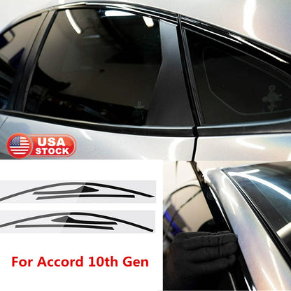 Glossy Black Door Window Upper Frame Wrap Cover Trim for Honda Accord (2018–2020)