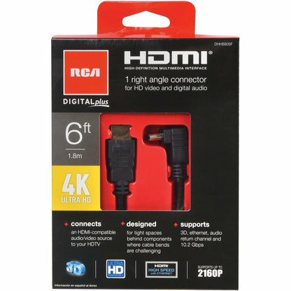HDMI Cable with Right Angle Connector for Universal Use (6ft)