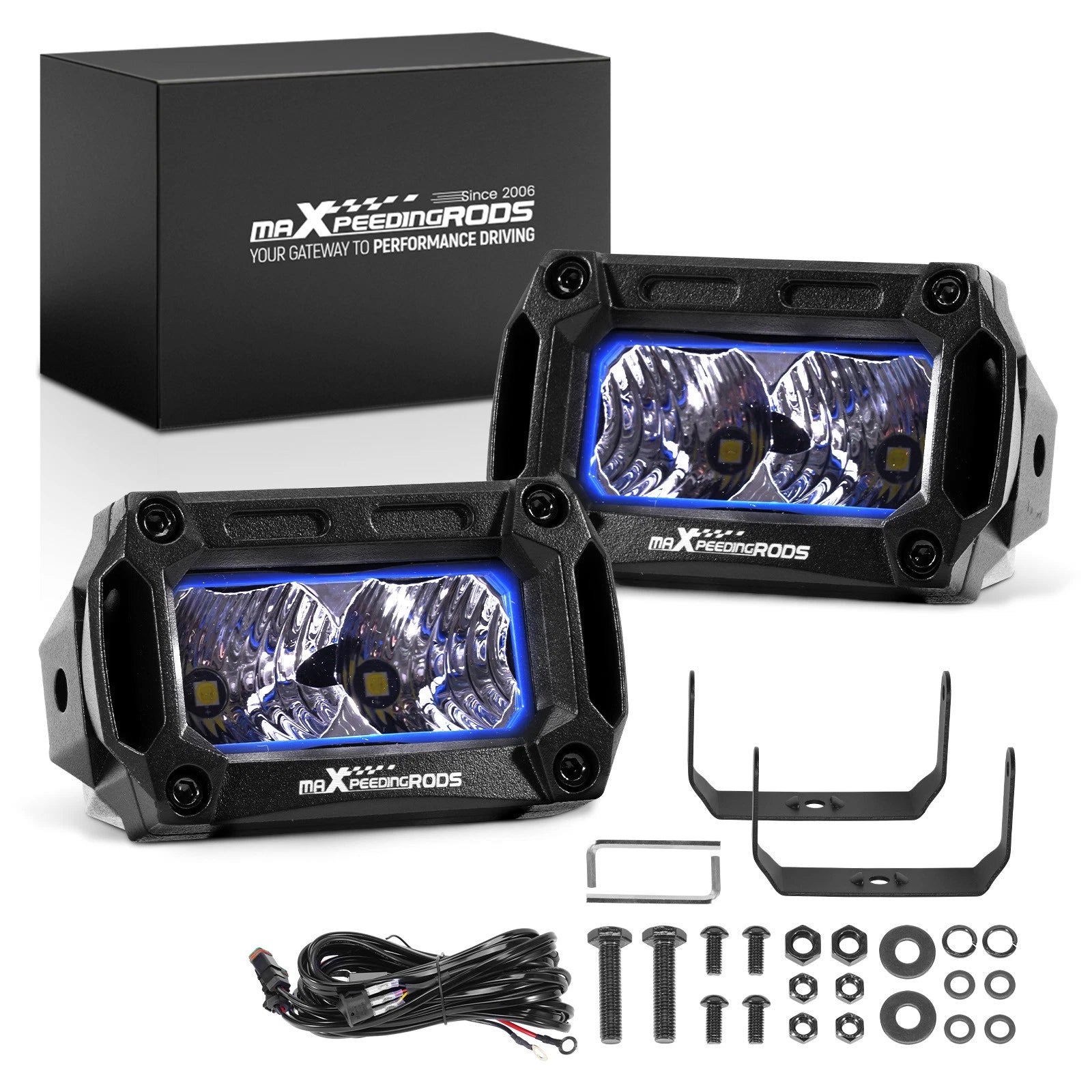 20W LED Auxiliary Light Rectangular Flood Beam 2000LM for Off-Road (2000–2023)
