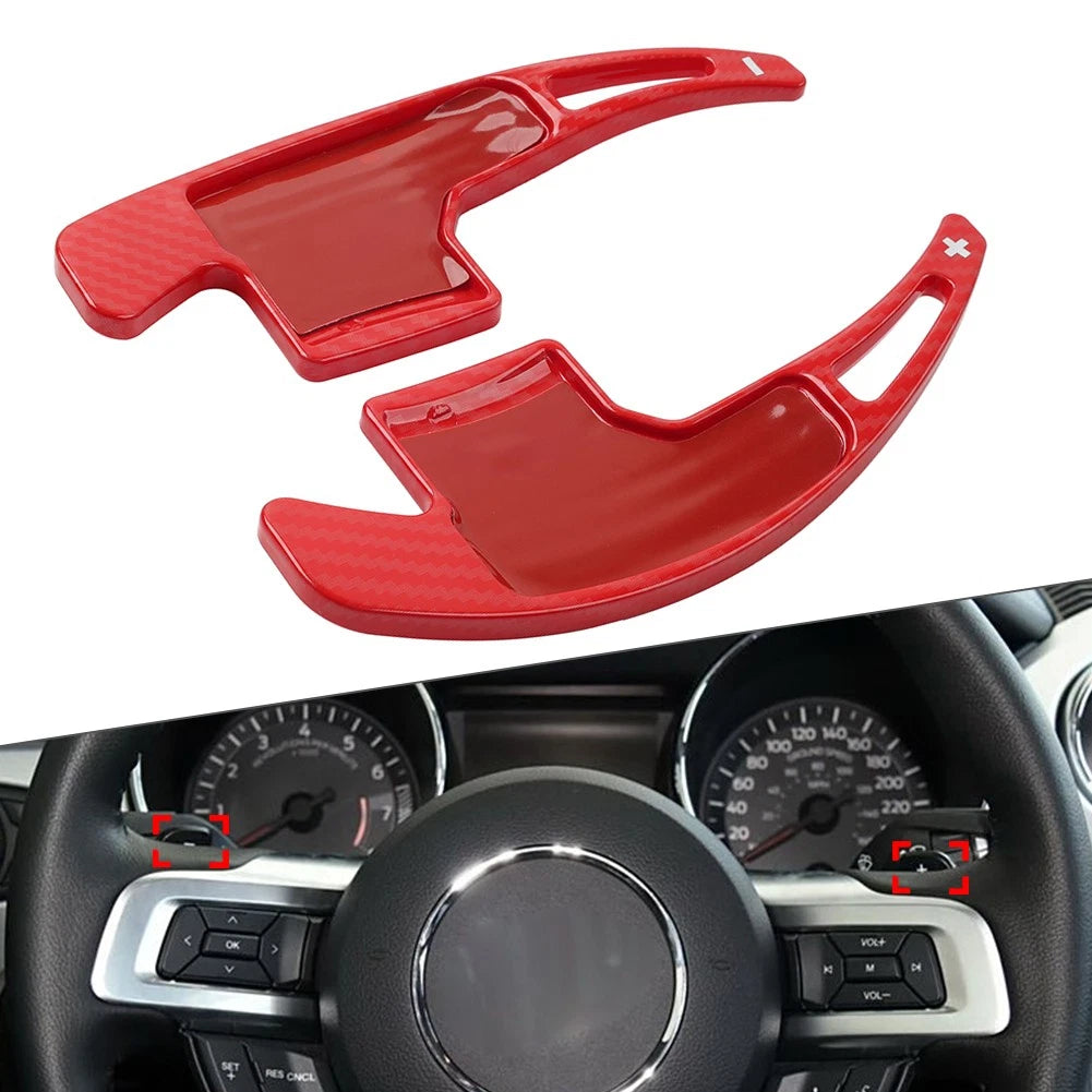 Steering Wheel Shift Paddle Shifter Trim Cover for Ford Mustang (2015–2023) Red
