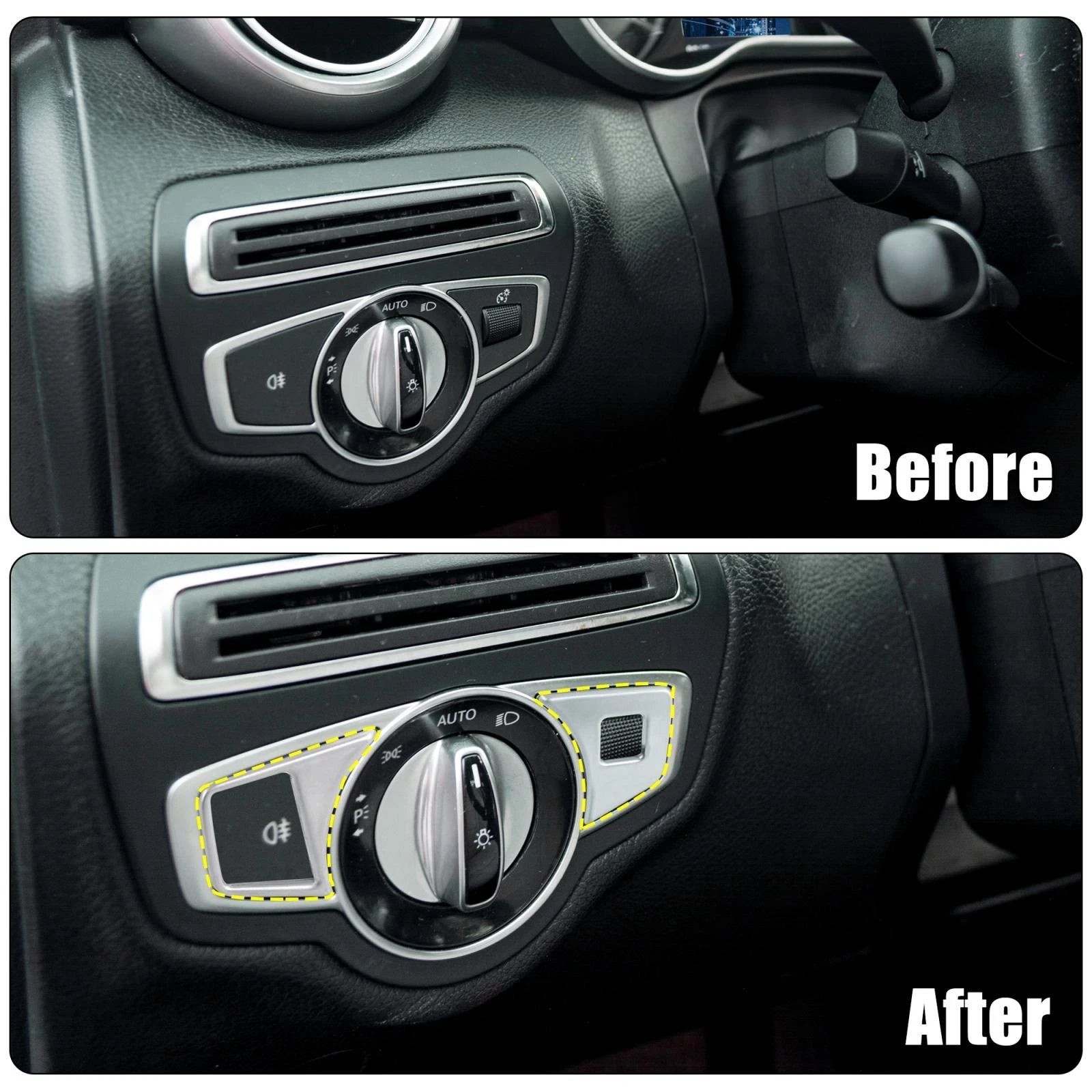 Headlight Switch Button Trim Cover for Mercedes Benz B C Class (2014–2018)