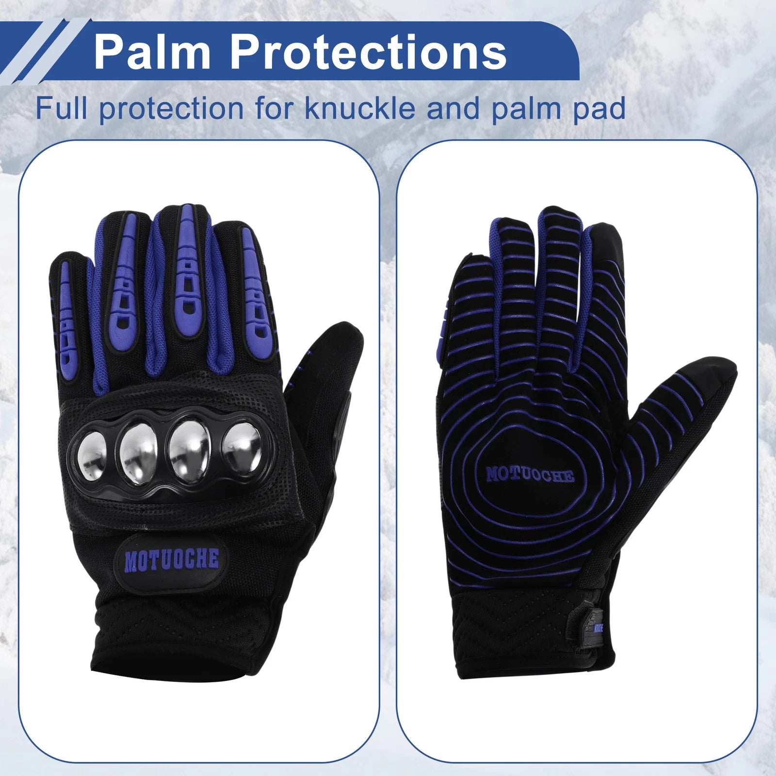 Men's Steel Shell Cycling Gloves for Mountain Biking Blue (One Size)