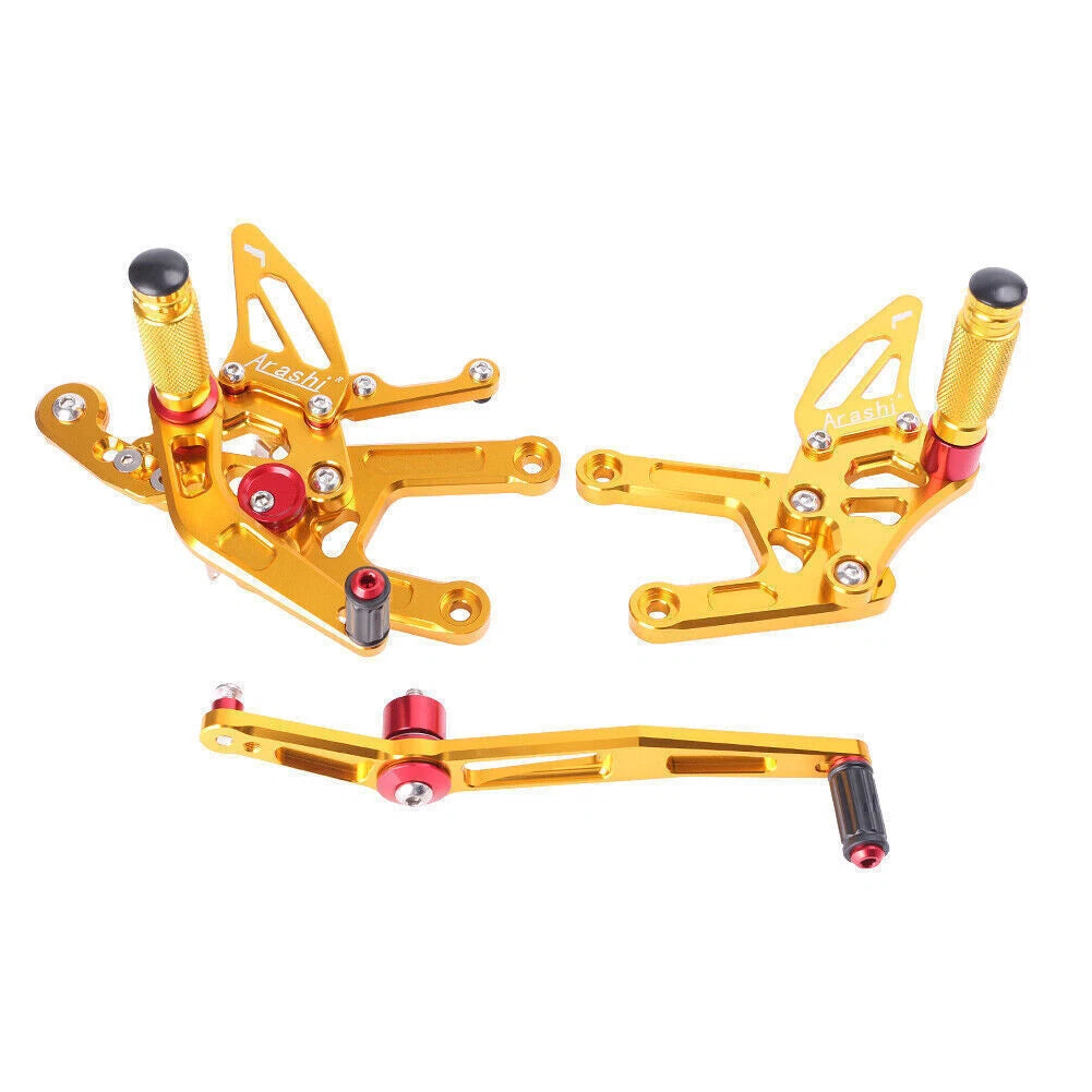 Adjustable Rearsets Foot Pegs for Yamaha YZF R6 (2017–2022) Gold