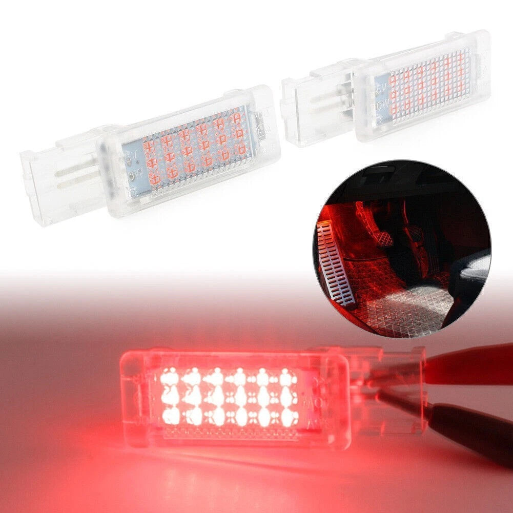 2X Red LED Footwell Light Lamp for VW Golf 6 (2009–2013), Jetta (2006–2008), EOS, Skoda