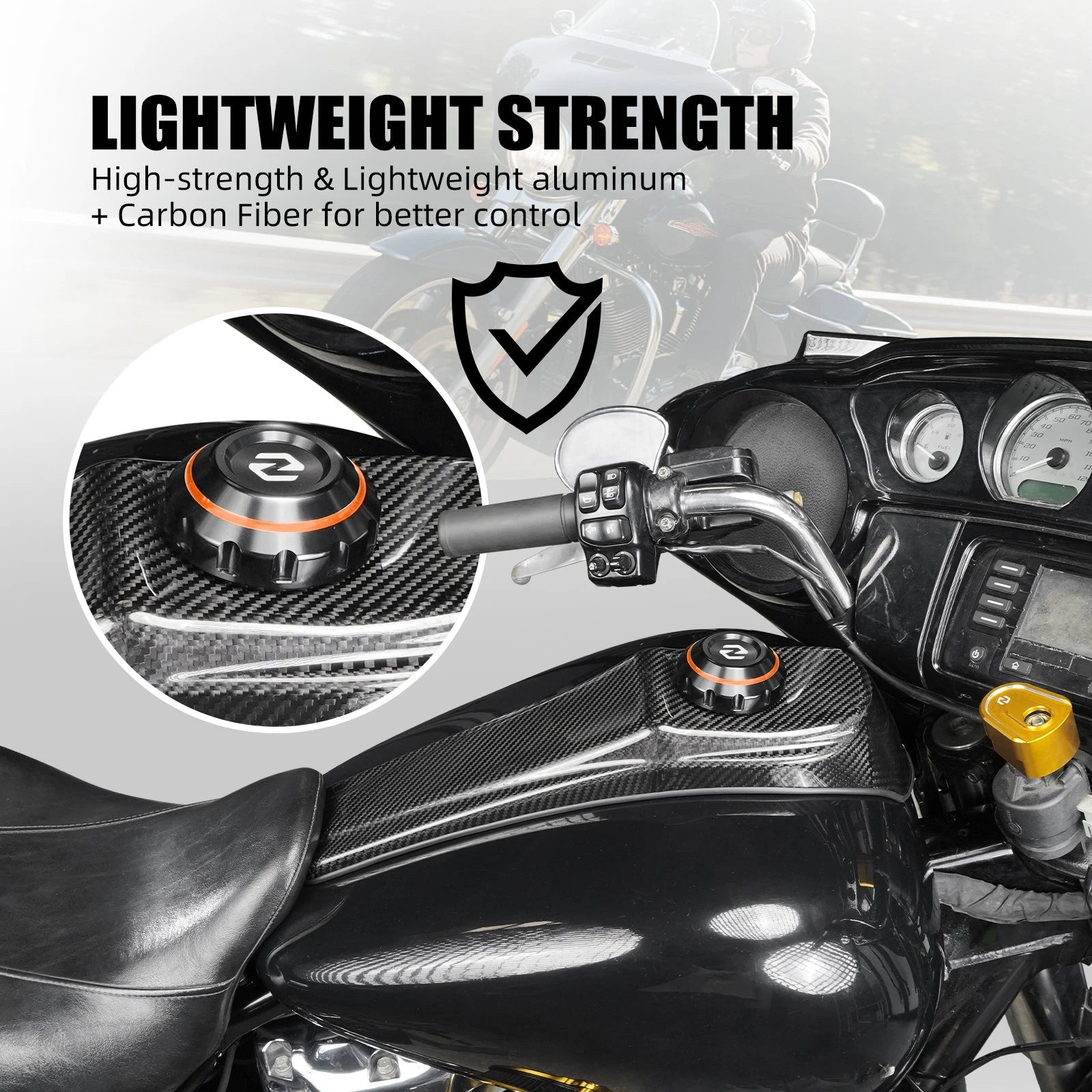 Carbon Fiber Dash Insert Panel w/ Tank Cap Kit for Harley Road Glide (2016–2023)