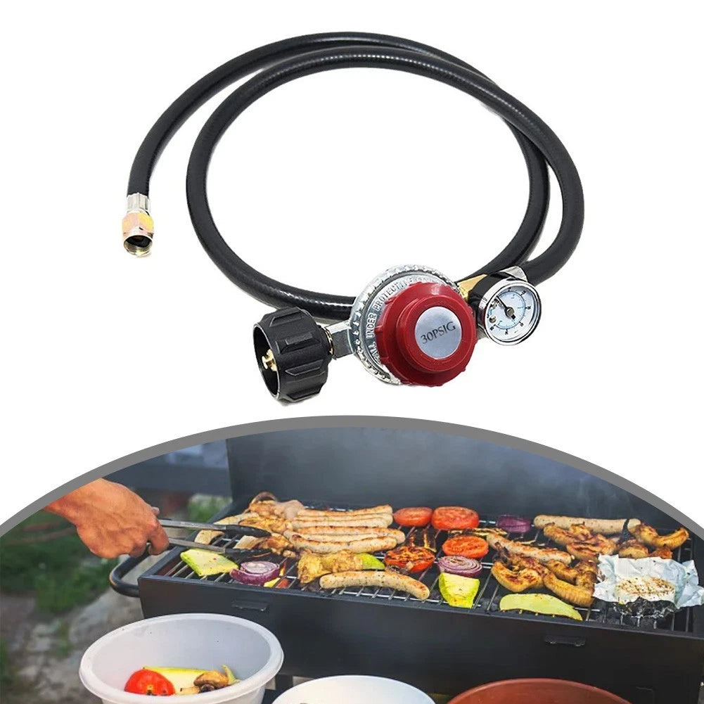 Adjustable 4FT Regulator for Propane Grills with Pressure Gauge