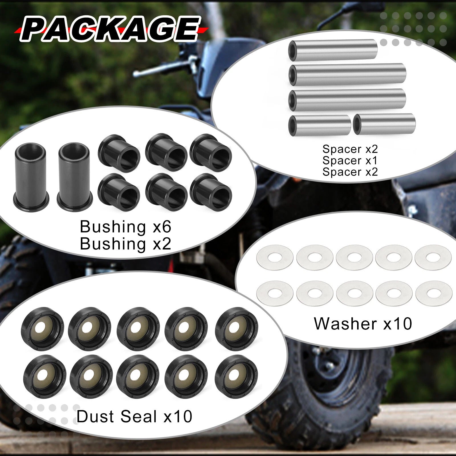 Rear A-Arm Suspension Bushing Kit for Suzuki King Quad 450 700 (2007–2018)