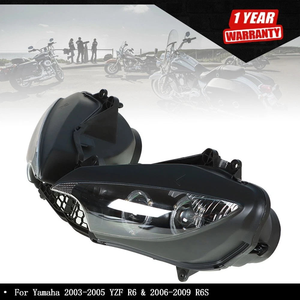 Front Headlight for Yamaha YZF R6 (2003–2005) & R6S (2006–2009) Black