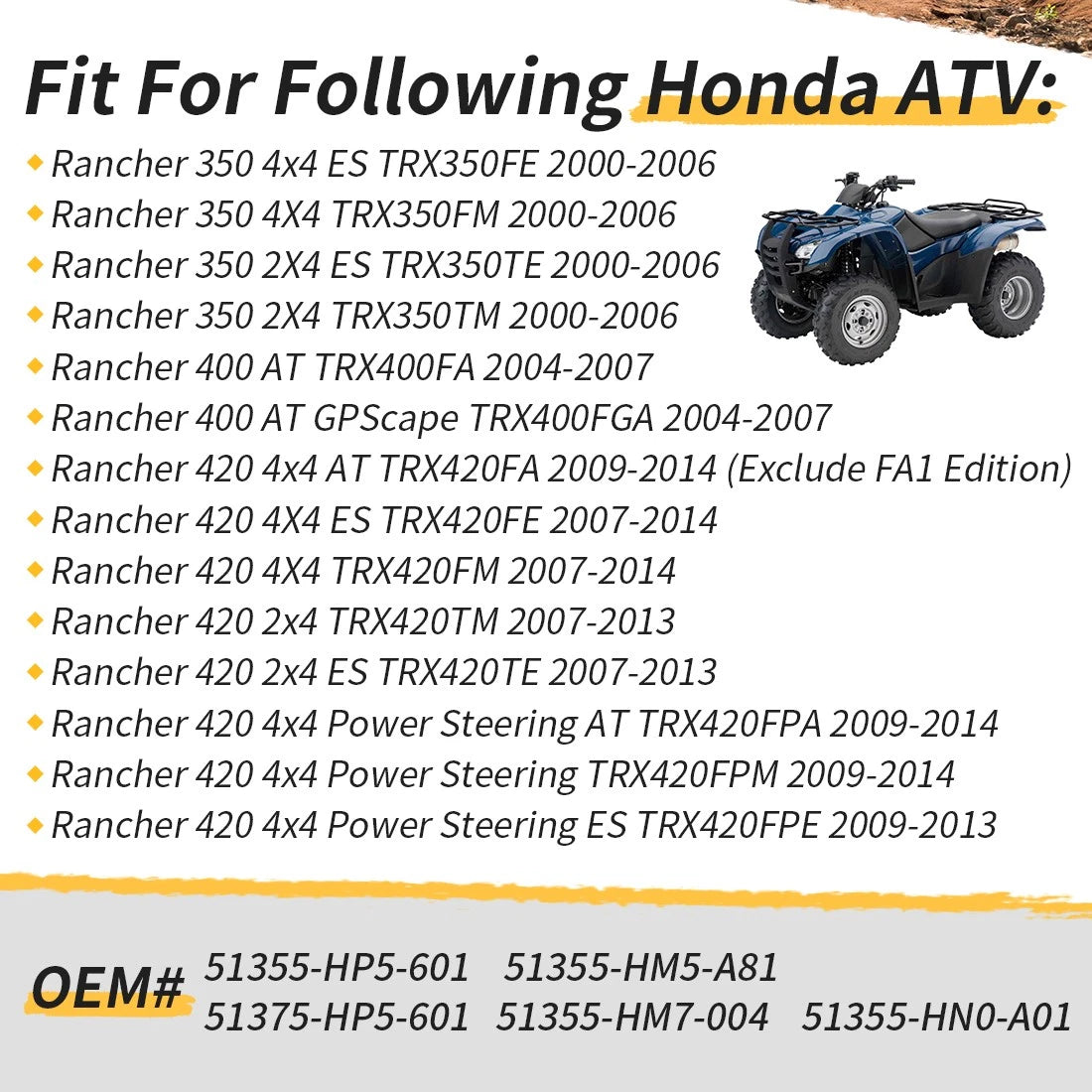 4X Upper & Lower Ball Joints for Honda Rancher TRX350 400 420 (2000–2023)