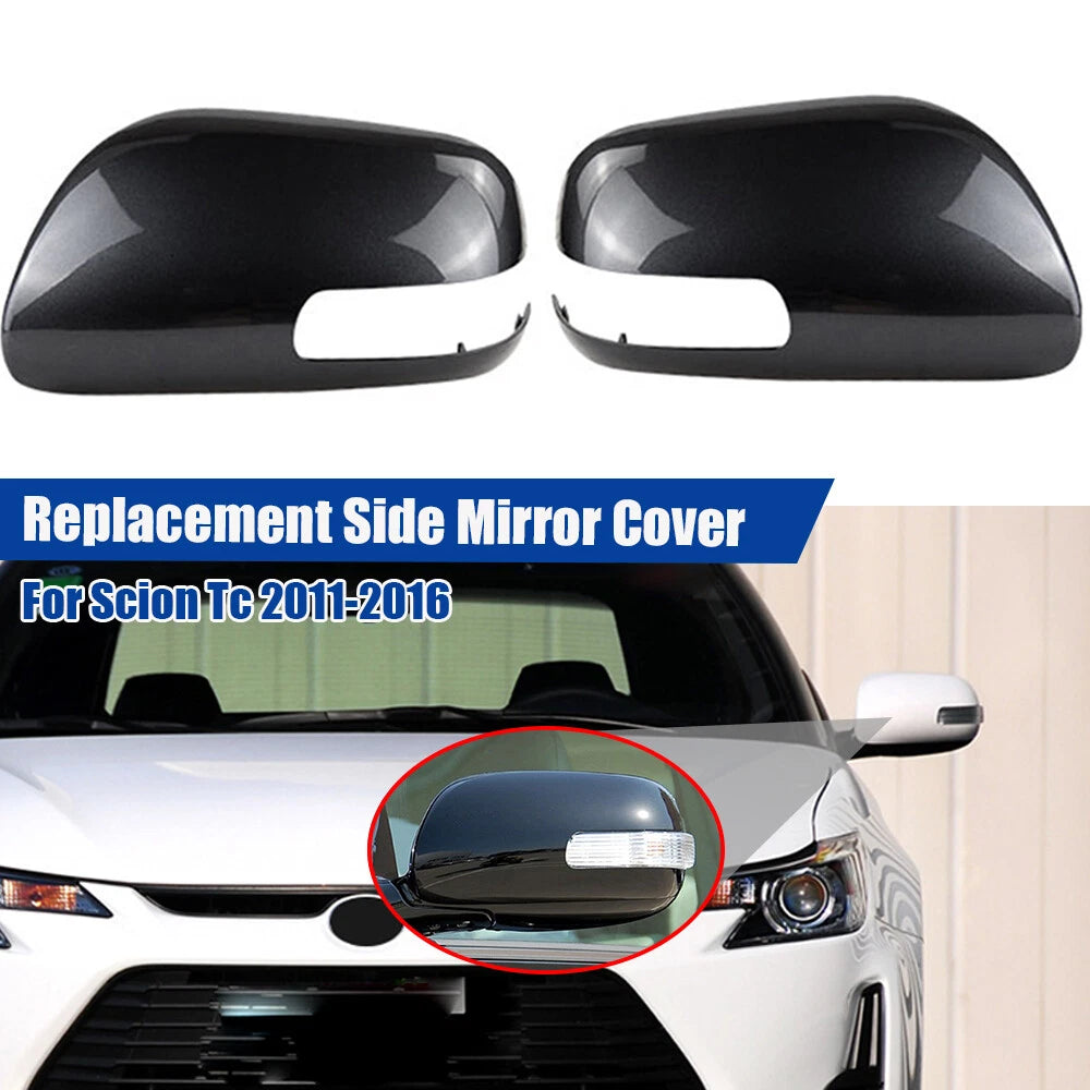 2X Black Replacement Side Wing Mirror Cover Cap Trim for Scion TC (2011–2016)