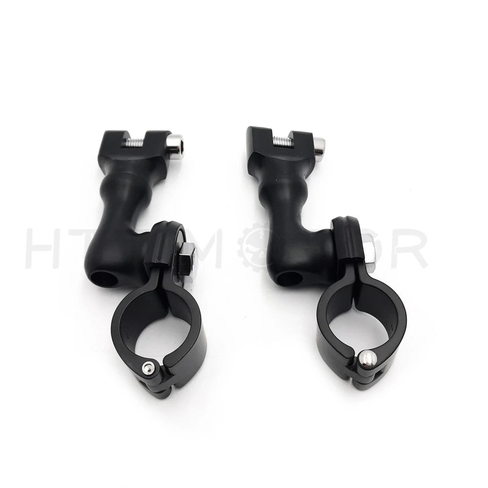 Black Short Angled Highway Peg Mounting for 1-1/4" Engine Guard (Fits )