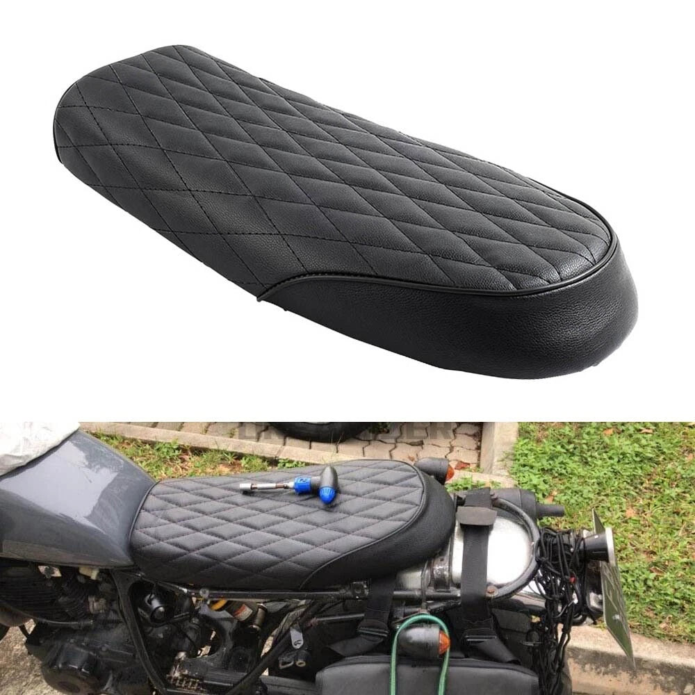 Flat Saddle Seat for Yamaha Honda Cafe Racer Universal Engine Black