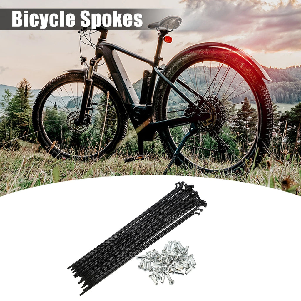 14G J Bend Bicycle Spokes with Nipples 168mm Steel Black (40 Pcs)