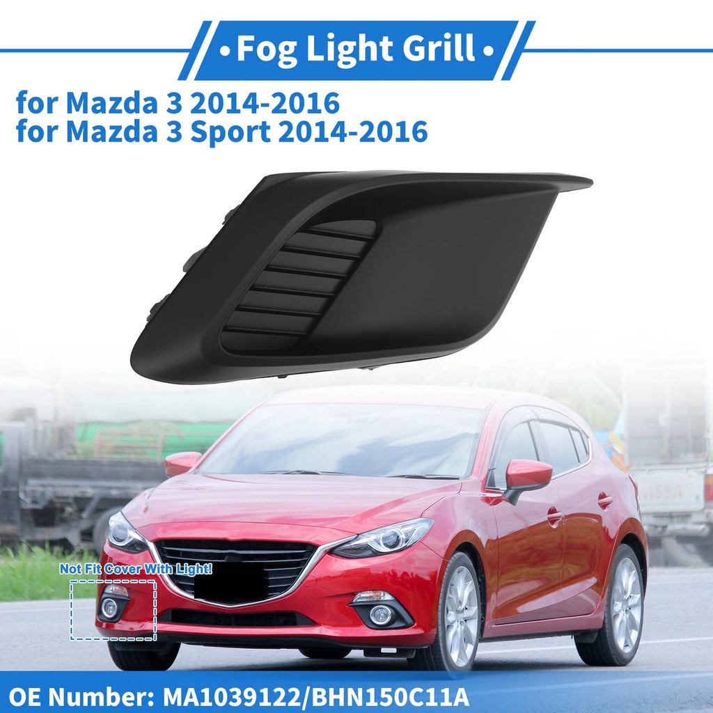 Front Right Fog Light Grill Replacement for Mazda 3 (2014–2016) Black ABS