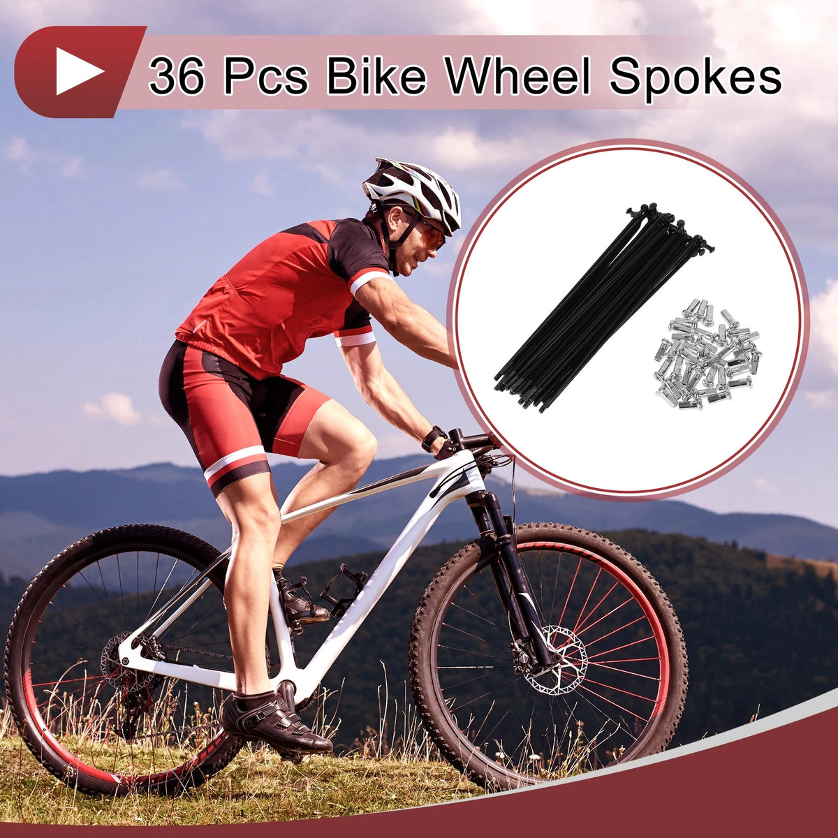 Bicycle Wheel Spokes Set 131mm Steel Black for 12G Bike (2005–2015)