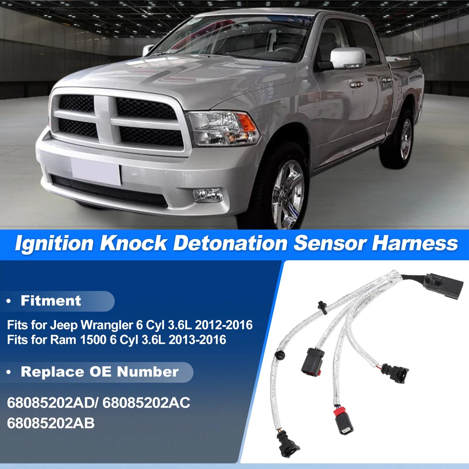 Ignition Knock Detonation Sensor Harness for Jeep Wrangler (2012–2016) 68085202AD