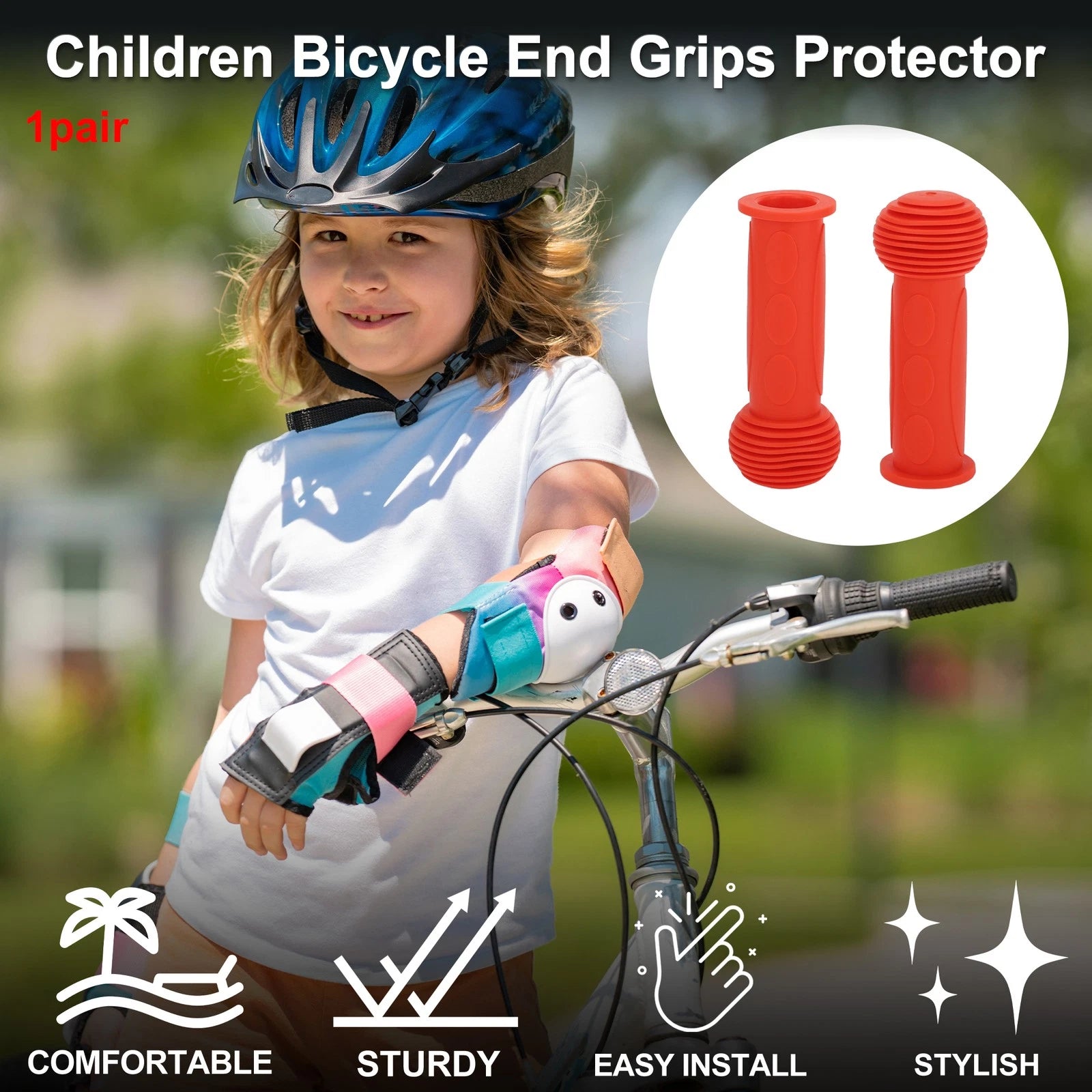 Child Bike Handlebar Grip Cover 110mm Soft MTB End Grips Protector Set (1 Pair)