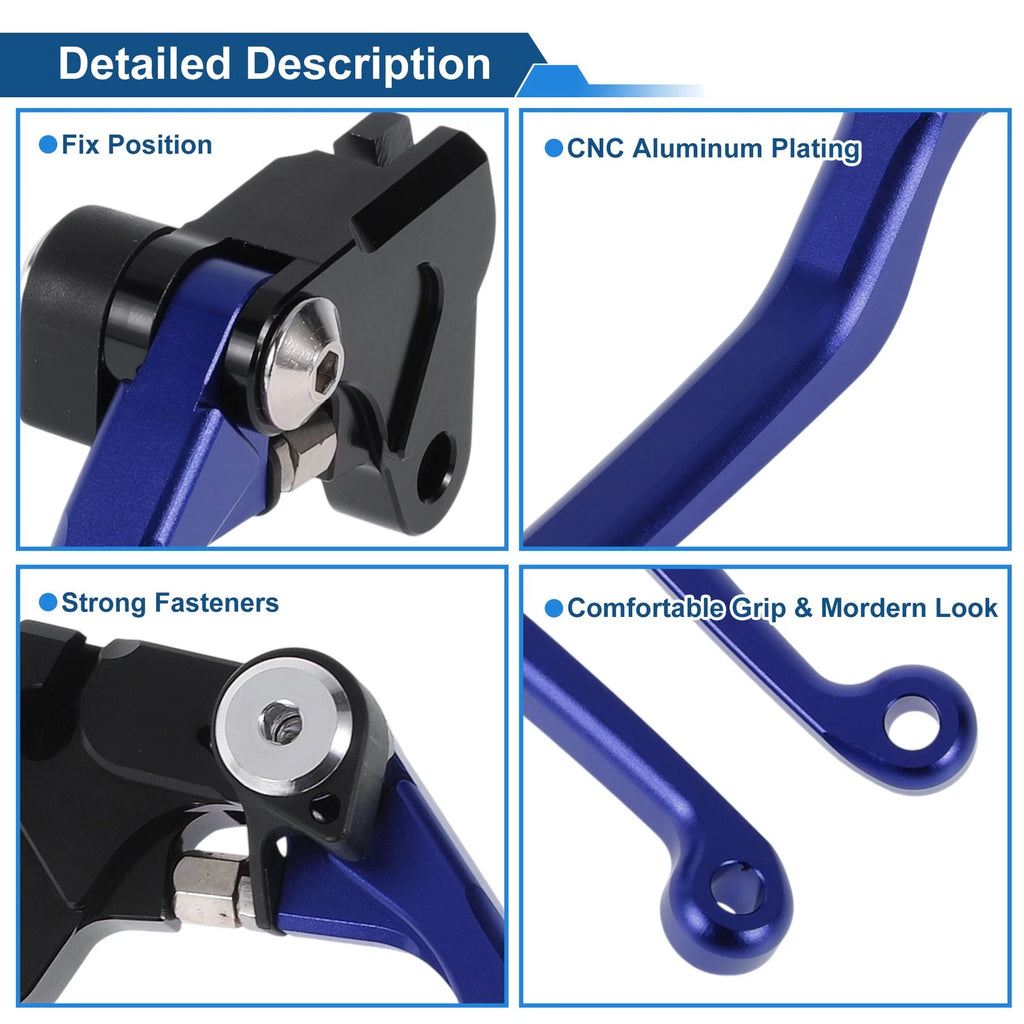 Short Brake Clutch Levers for Yamaha WR250F (2017–2022) Solid Blue