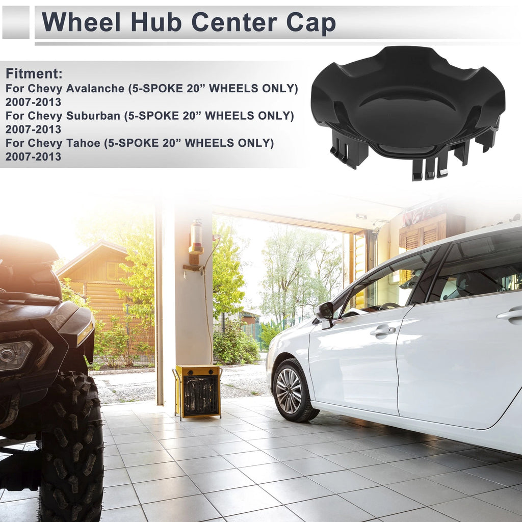 Wheel Hub Center Cap Black for Chevy Avalanche (2007–2013)