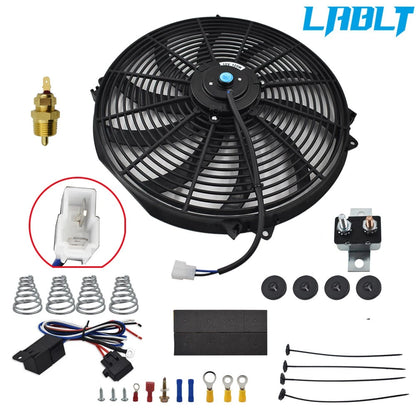 16" Electric Radiator Fan Kit 3000+CFM with Thermostat & Relay Switch (12V)