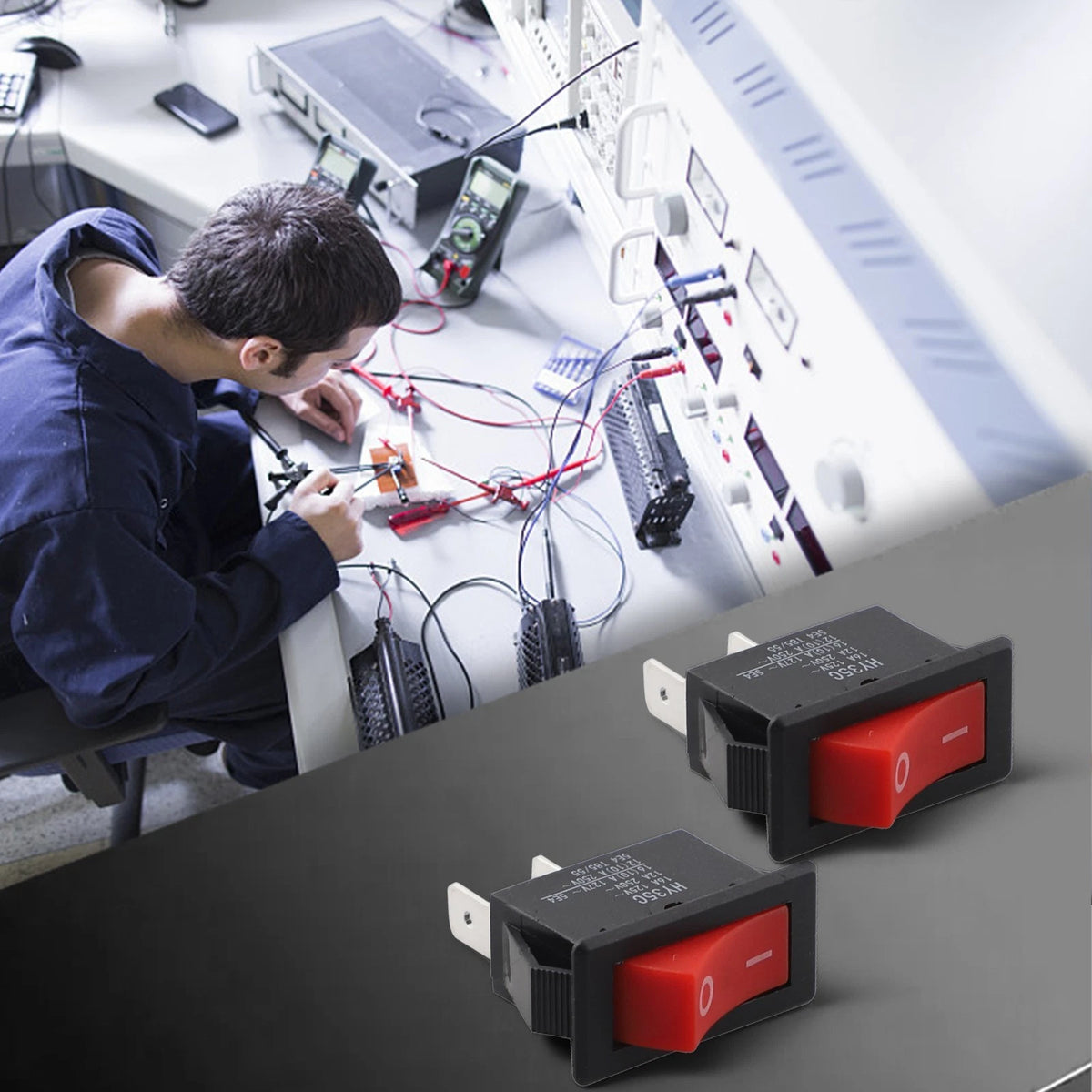 Pack of Two Rocker Switches ON/OFF AC 125/250V for Multiple Applications