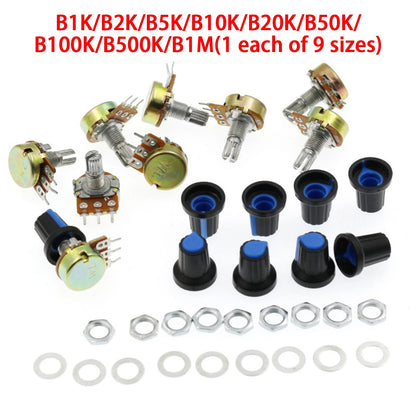 9X Adjustable Potentiometer Knob WH148 B1K-B1M for