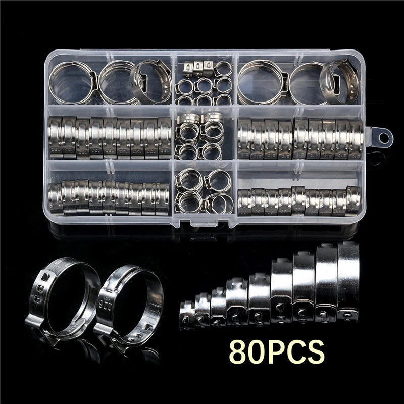 80PCS Hose Clamps for Hydraulic Applications (5.8-23.5mm)