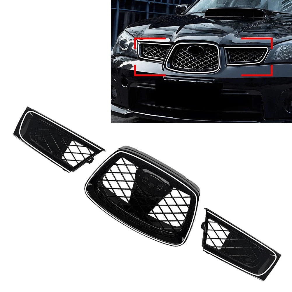 Front Bumper Upper Hood Kidney Grille For Subaru Impreza 9th WRX STI 2006-2007