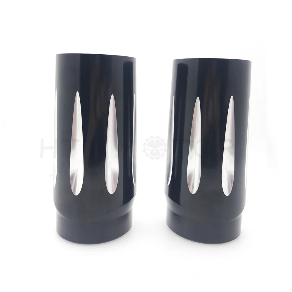 Black Fork Boot Slider Cover Cow Bell for Harley (1986–2013)
