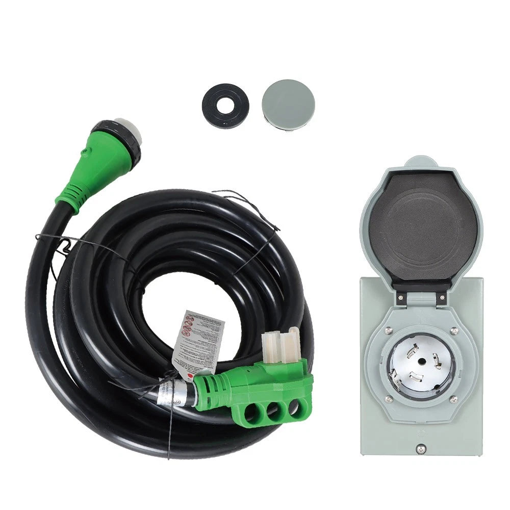 Generator Cord Power Inlet Box Waterproof Combo Kit (25ft, 50A)