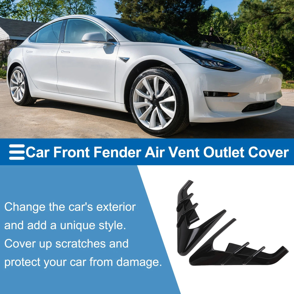 Front Fender Air Outlet Vent Cover Trim for Tesla Model 3 (2024–2025) 1 Pair