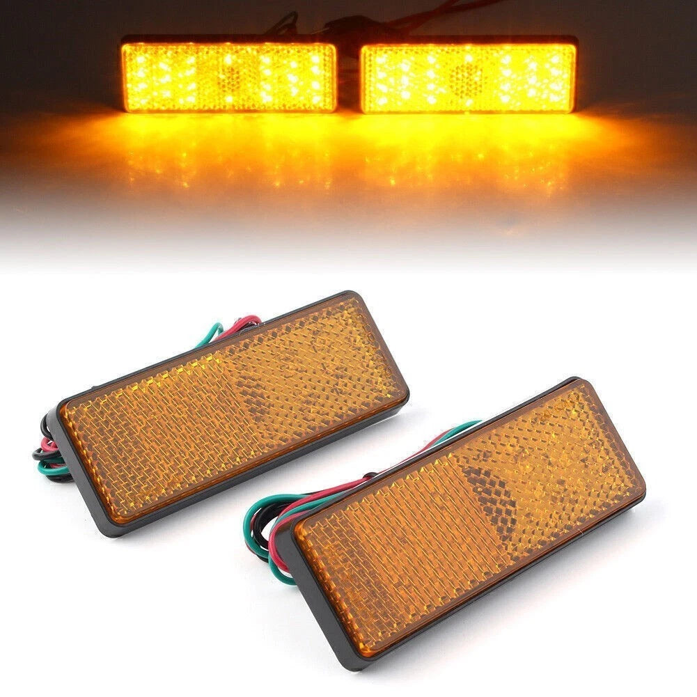 2X Rectangle Reflector Turn Signal Brake Lamp for Universal Motorcycle