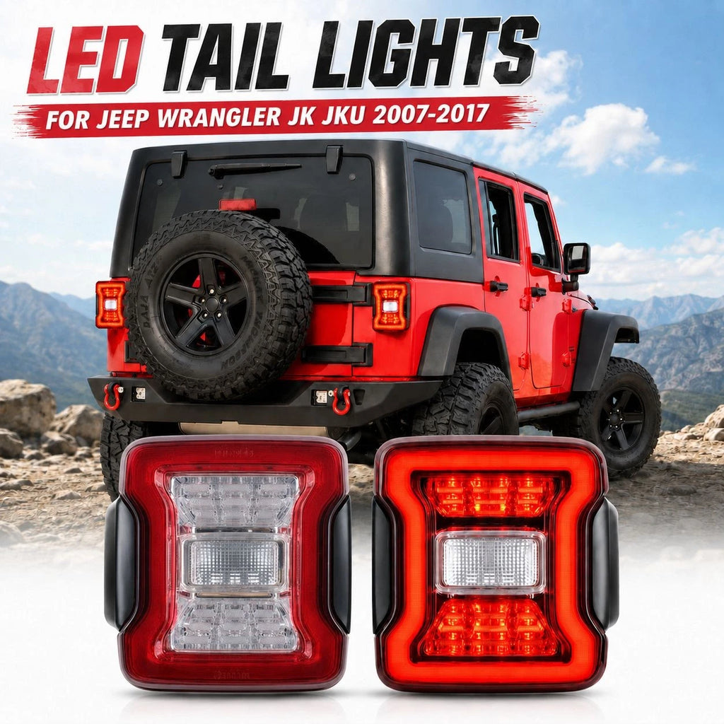 LED Tail Lights for Jeep Wrangler JK JKU (2007–2017) - Pair