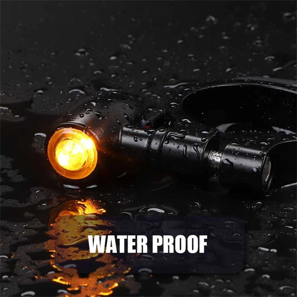 LED Turn Signal Lights for Motorcycle (41mm Fork Clamp, Amber)