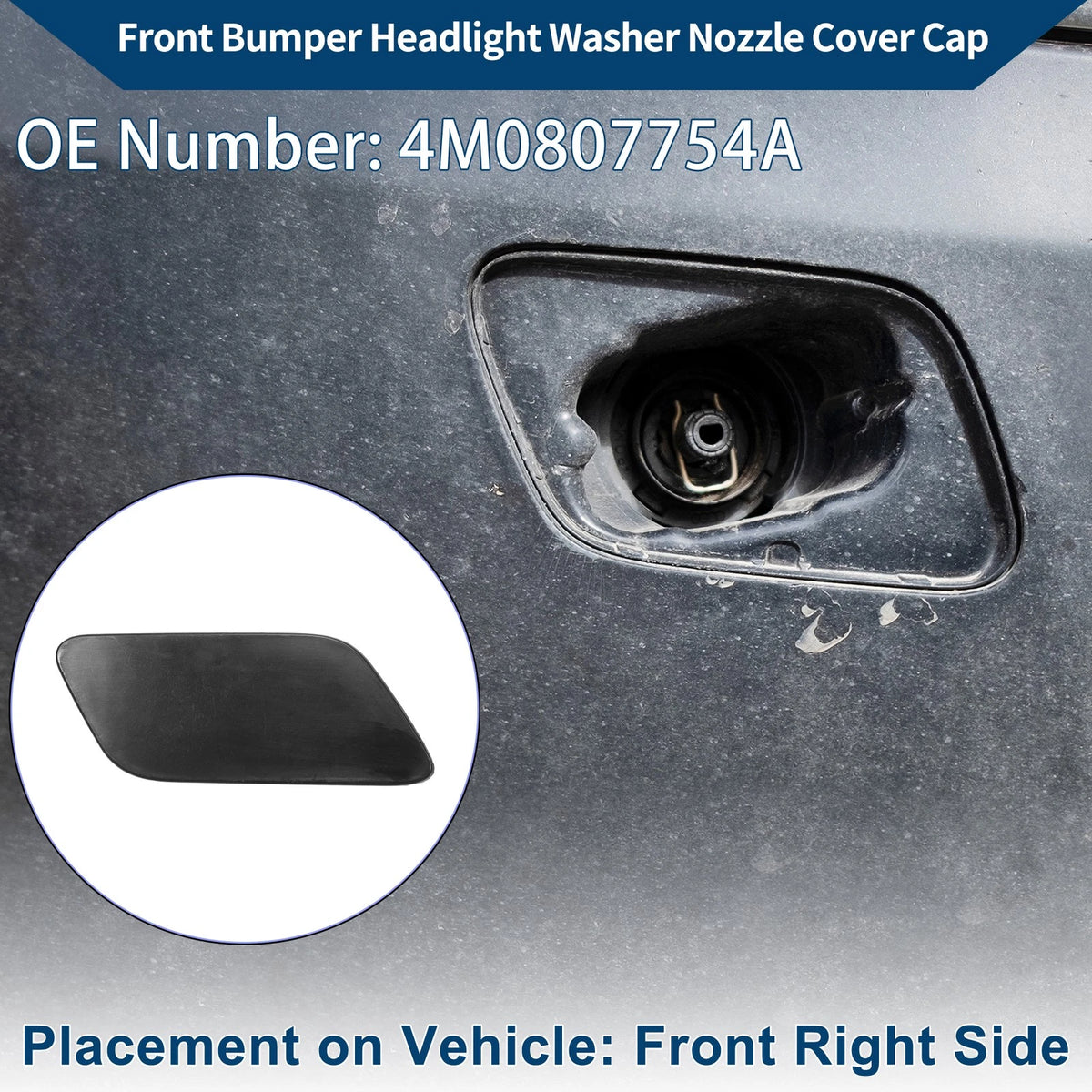 Washer Nozzle Cover Cap Front Right for Audi Q7 (2016–2021) Unpainted