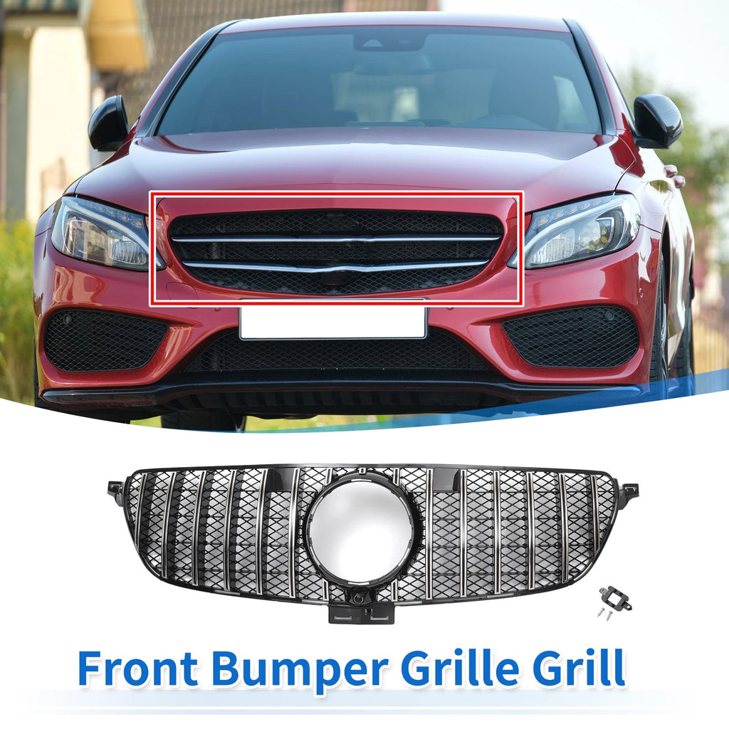 Front Upper Bumper Grille for Mercedes-Benz GLE450 2019 Chrome Silver Ton