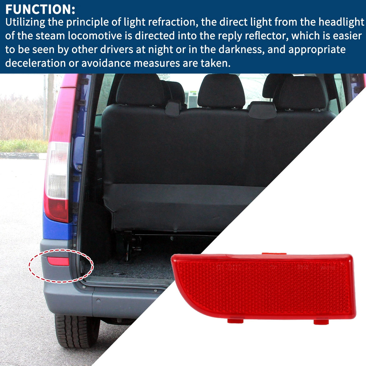 Bumper Reflector Rear Left Replacement for Mercedes-Benz Vito Viano W639 (2003–2014)