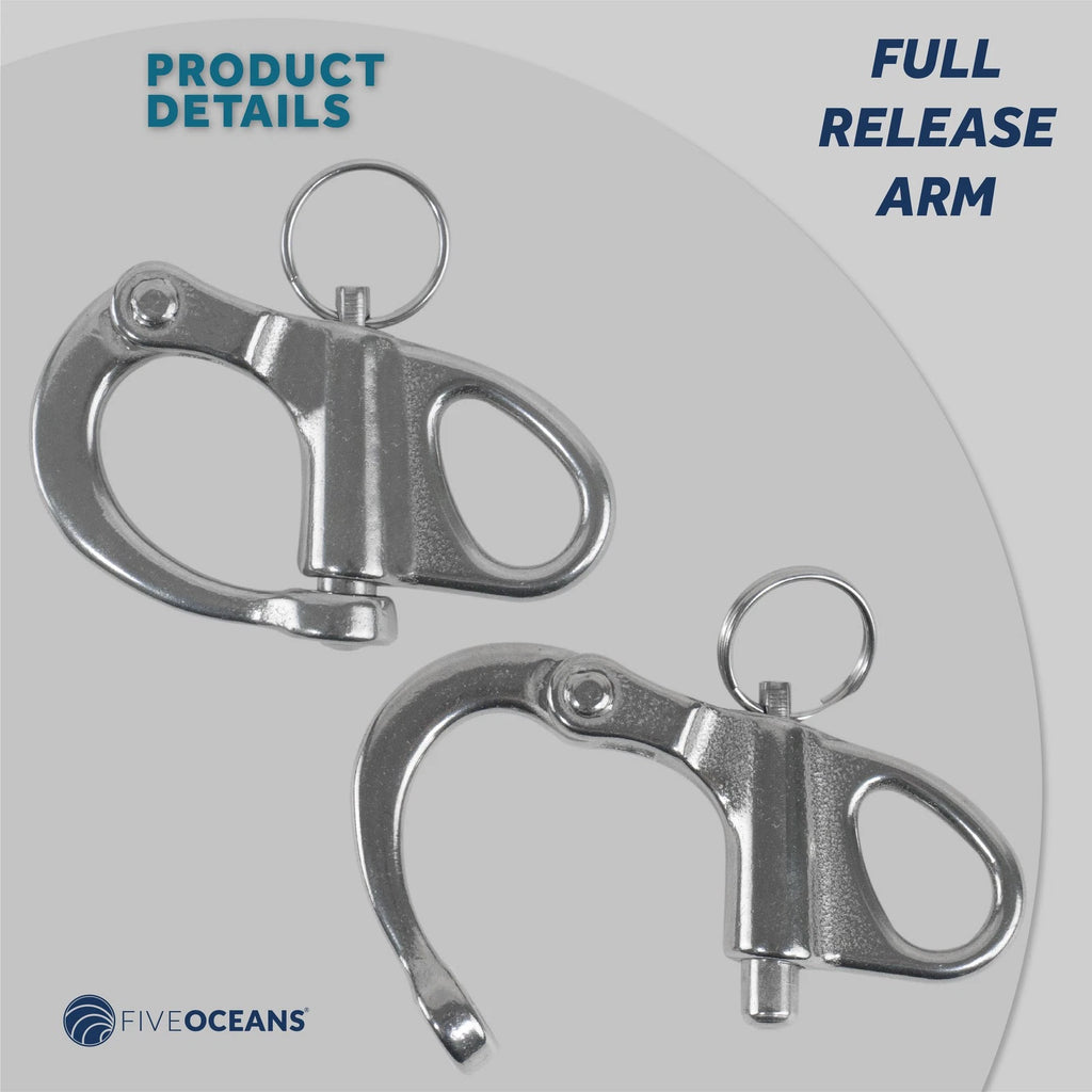 2-Pack Fixed Bail Snap Shackles for Five Oceans Marine FO441-M2