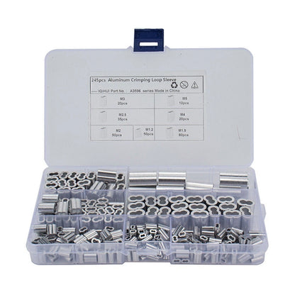2X Aluminum Wire Rope Cable Ferrule Crimping Swage Sleeve 7 Size Silver Tone