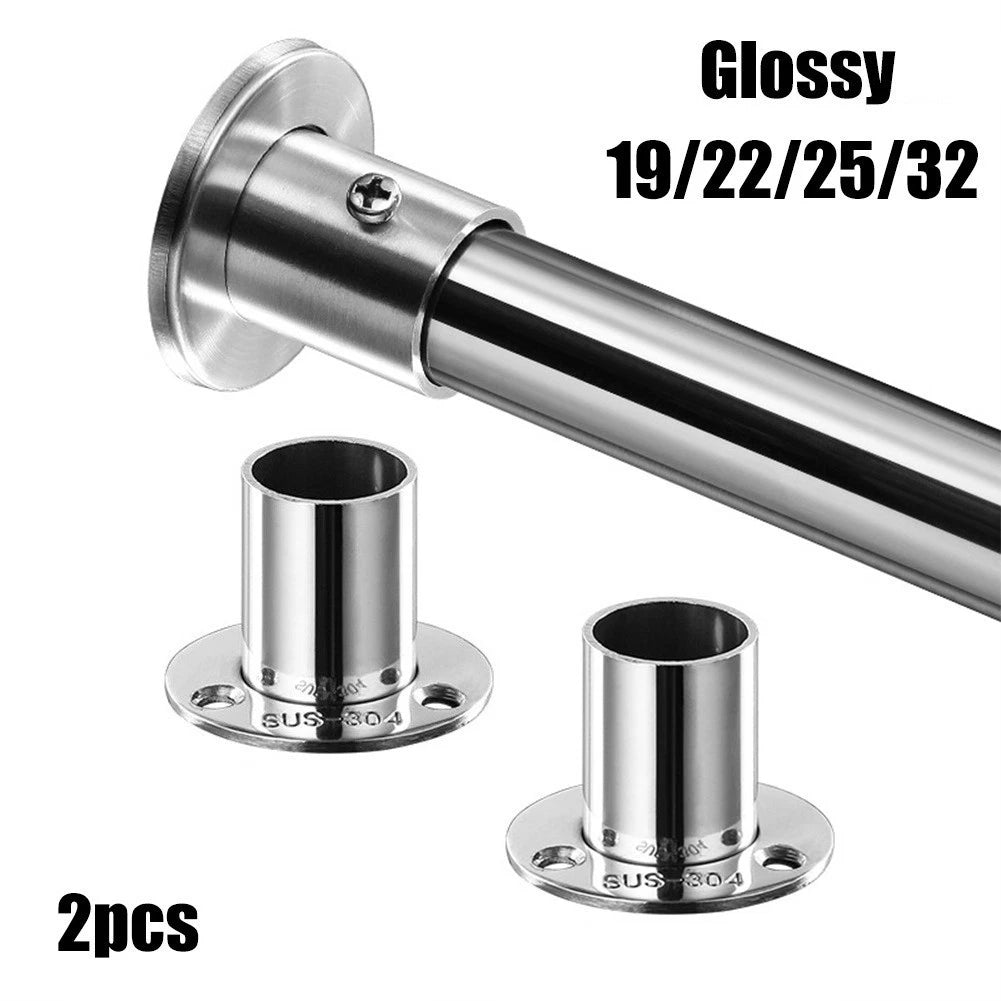 Set of 2 Heavy Duty Wardrobe Bracket End Support for Rail Rod Pole 1932mm