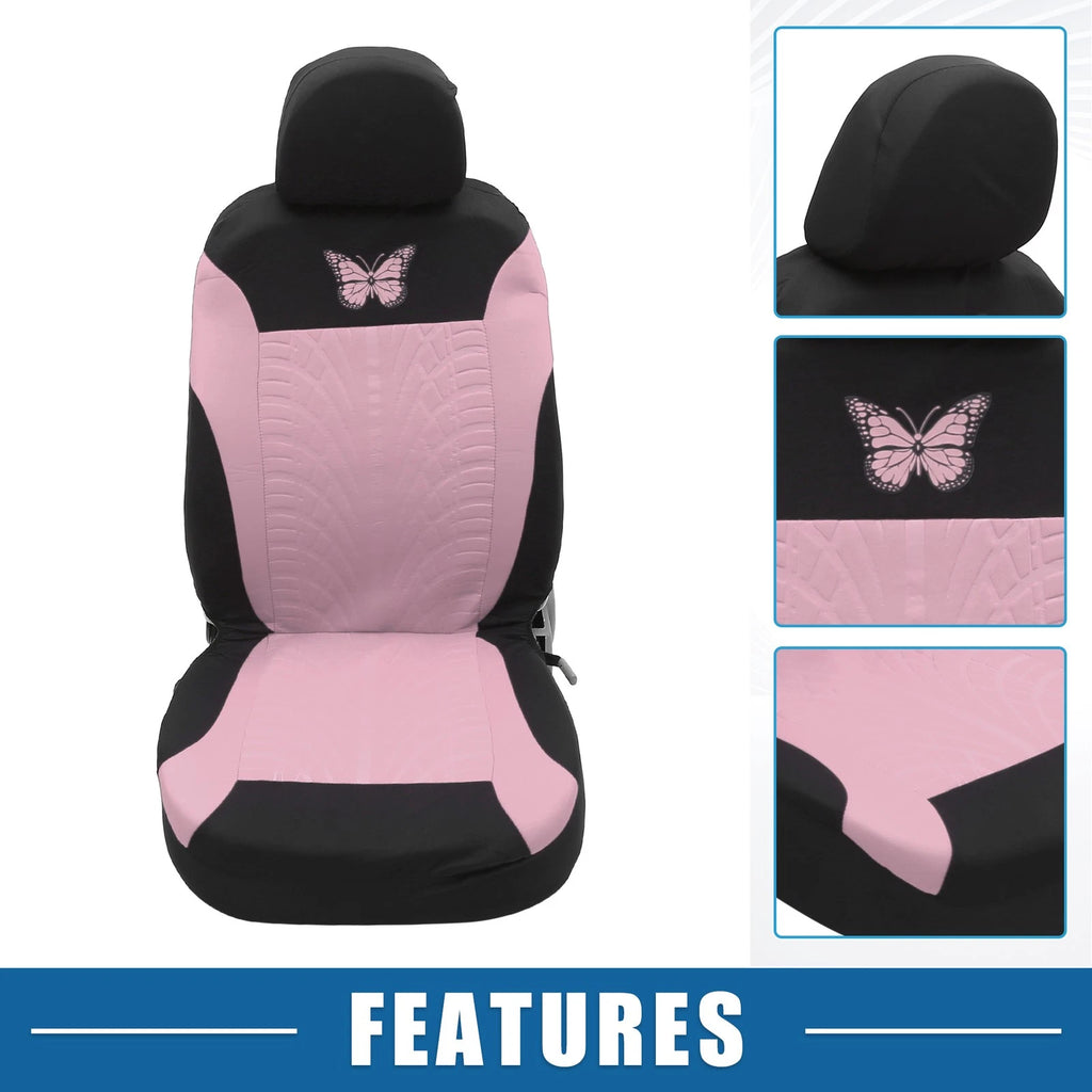 9 Piece Car Seat Covers Kit for Universal SUV - Butterfly Pattern Pink