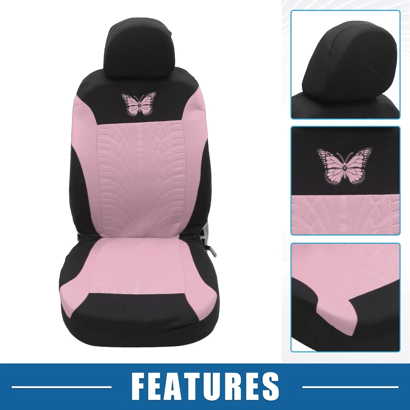 9 Piece Car Seat Covers Kit for Universal SUV - Butterfly Pattern Pink
