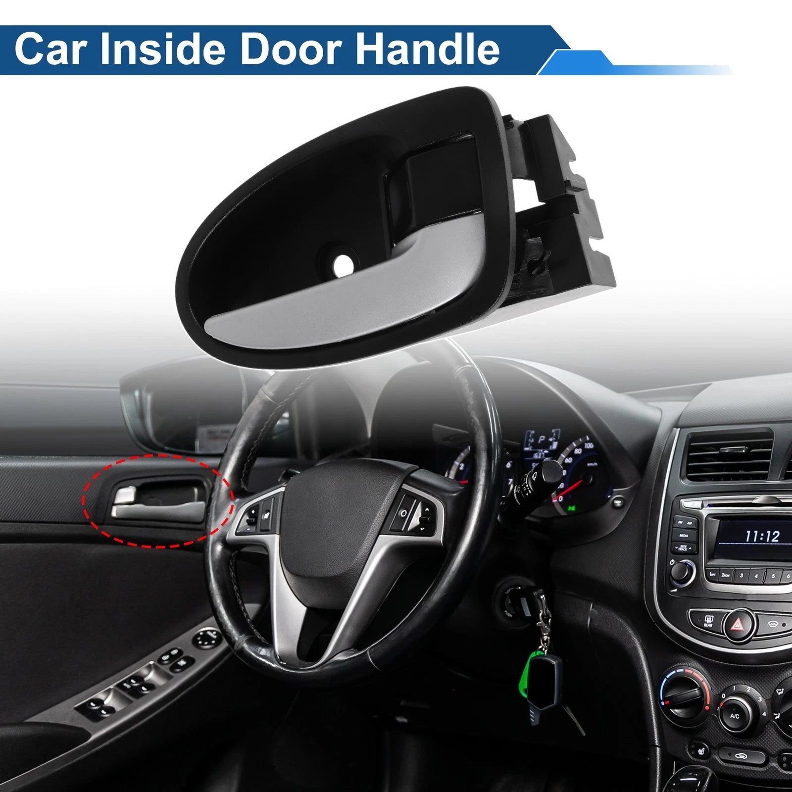 Front Driver Side Interior Door Handle for Toyota Yaris (2008–2013) Black Chrome